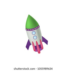 Spaceship, Spacecraft Cartoon style for space Computer and Smartphone Game or Book or Application. Ufo, Shuttle for Space Flight. Creative Vector Illustration.