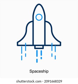 Spaceship Or Spacecraft Icon Concept