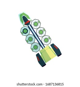 Spaceship or spacecraft vector illustration.  Isolated on white backbround