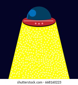 spaceship and star in space vector flat design