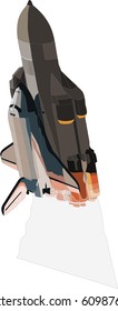 Spaceship takes off into space