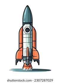 spaceship taking off launcher icon isolated