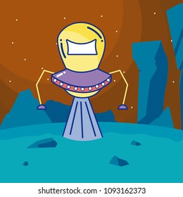 Spaceship taking off from planet