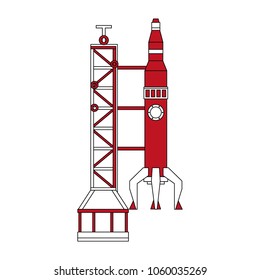 Spaceship taking off red icon