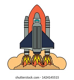 Spaceship taking off symbol isolated vector illustration graphic design