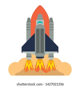Spaceship taking off symbol isolated vector illustration graphic design