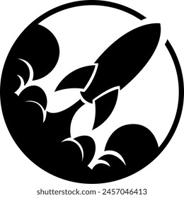 spaceship taking off vector icon