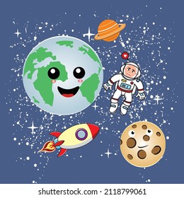 spaceship tee graphic design for print t shirt illustration art vector