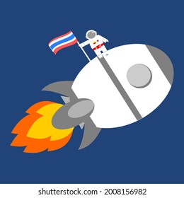 Spaceship thailand icon in flat design on blue background Vector illustration.