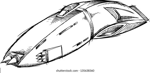 Spaceship UFO Sketch Vector Art