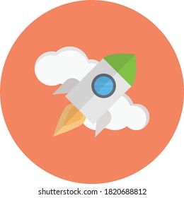 spaceship vector flat color icon