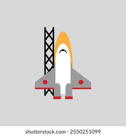 Spaceship vector icon design on gray background