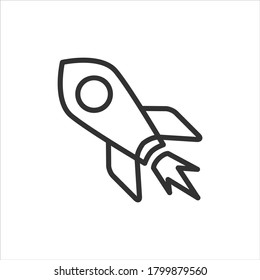 Icono vectorial de nave espacial en fondo blanco