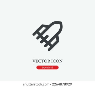 Icono vectorial de nave espacial. Símbolo en estilo de arte de línea para diseño, presentación, sitio web o elementos de aplicaciones móviles, logotipo. Ilustración del símbolo de nave espacial. Gráficos vectoriales de píxeles - Vector