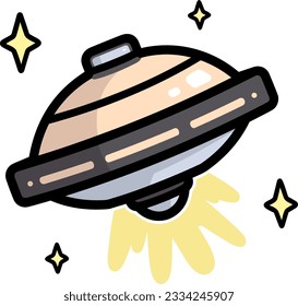 spaceship vector illustration icon flat style isolate on background. space,science and transportation concept.