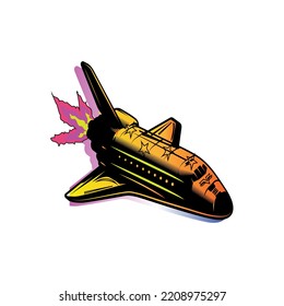 Spaceship vector illustration isolated on white background