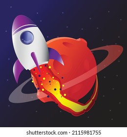ilustración vectorial de nave espacial, rockero en el espacio.