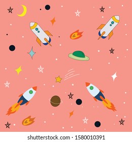 Spaceship vector illustration Rocket background