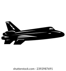 Ein Spaceship-Vektorgrafik einzeln auf weißem Hintergrund, ein Raumschiff Rocket Black Silhouette