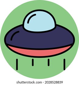 SpaceShip Vector Line Filled Circle Icon Design