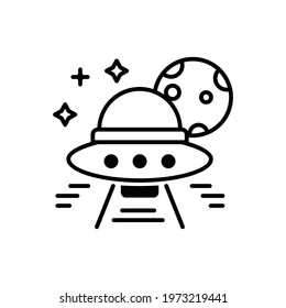 Spaceship vector outline icon. space symbol eps 10 file