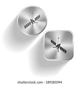 Spaceship. Vector set steel buttons