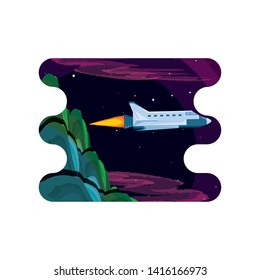 spaceship vehicle isolated icon vector ilustration