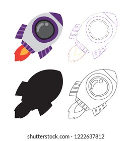 Spaceship worksheet vector design for kid