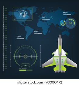 spaceships aircraft with future sight action mode interface design graphic illustration set 