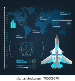 spaceships aircraft with future sight action mode interface design graphic illustration set 
