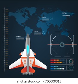 spaceships aircraft with future sight action mode interface design graphic illustration set 