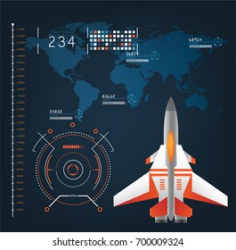 spaceships aircraft with future sight action mode interface design graphic illustration set 