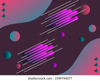 Spaceships Background With Neon Color Theme. Great for background, web design, wallpaper, wall decoration, banner, cover, etc.