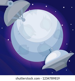 spaceships with moon universe icon