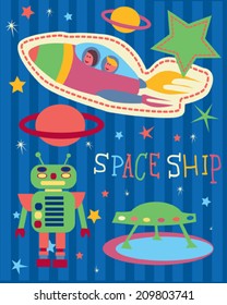 spaceships, robots, stars and planets
