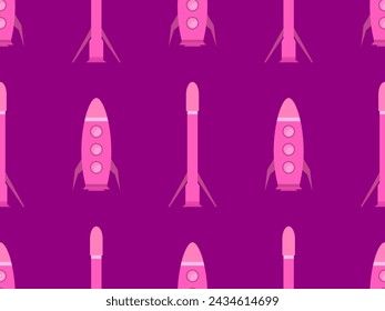 Spaceships seamless pattern. Orbital launch vehicle. Space rockets in flat style. Spaceships for space exploration and interplanetary flights. Design for banners and posters. Vector illustration