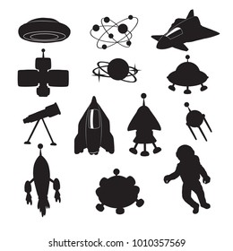 spaceships silhouette on a white background