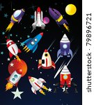 spaceships vector illustration