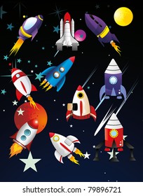 spaceships vector illustration