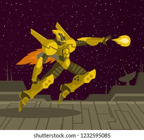 spacesuit future shooting character