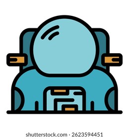 Spacesuit with knapsack icon. Outline spacesuit with knapsack vector icon color flat isolated