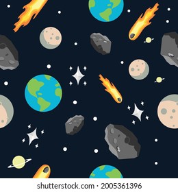 a space-themed seamless pattern design