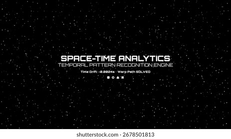 Exibição digital de análise espaço-tempo em fundo estrelado para tecnologia e conceito científico com mecanismo de reconhecimento de padrão temporal.