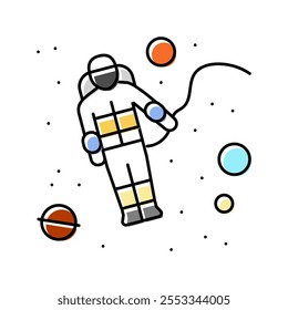 spacewalk space exploration color icon vector. spacewalk space exploration sign. isolated symbol illustration