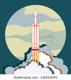 Space Art Print SpaceX Falcon Heavy Launch Poster