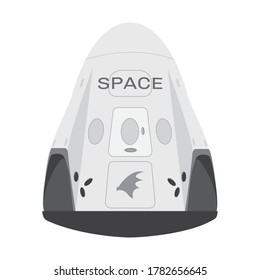 SpaceX space craft, Crew Dragon 2019. Vector rocket Falcon 9 . Vector illustration. Cartoon for web, postcard, poster, clothing print.