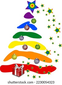 vector de árbol de navidad de arcoíris espacial