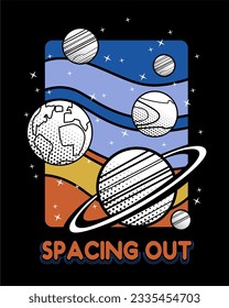 Spacing out , space vector graphic for tshirt and other print