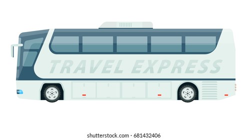 Spacious comfortable white travel express bus isolated illustration