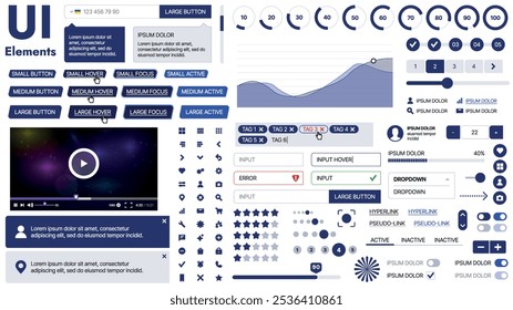 Una amplia Plantilla de Web con marcadores de posición para texto, Imágenes y controles de interfaz de usuario; adecuada para páginas de negocios o vitrinas de innovación